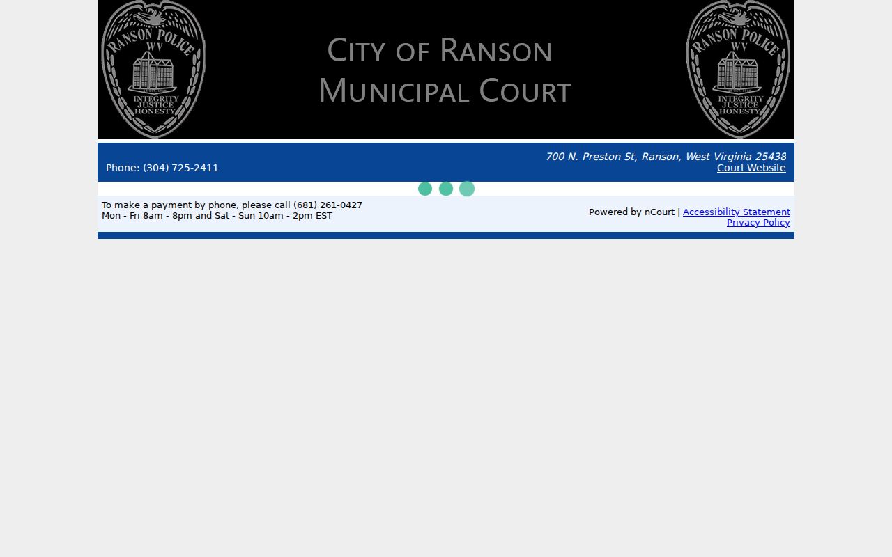 Ranson court docket municipal payment interface