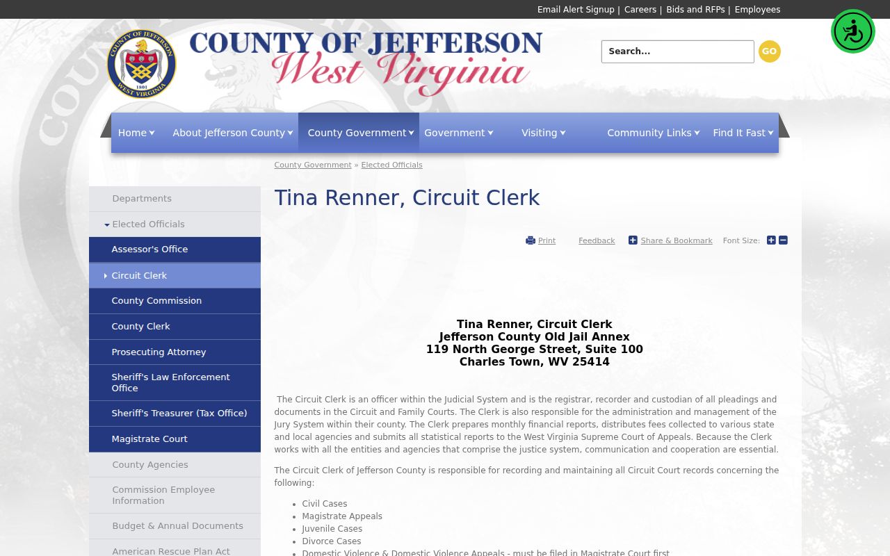 Jefferson County Circuit Clerk court docket and public terminal information